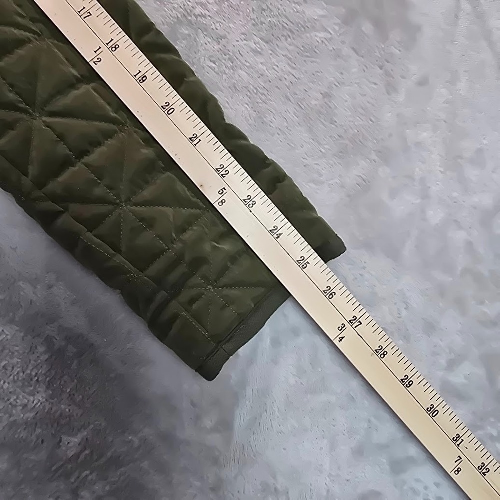 Signature Weekend Olive Green Quilted Jacket Women's XL Belted Zip Front Lined - Picture 11 of 12